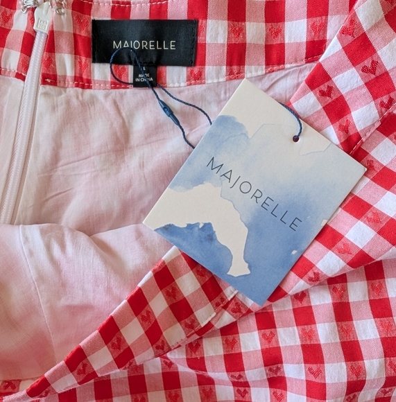 Majorelle Peggy Hot Short In White And Red Check sz L NWT - Picture 8 of 9